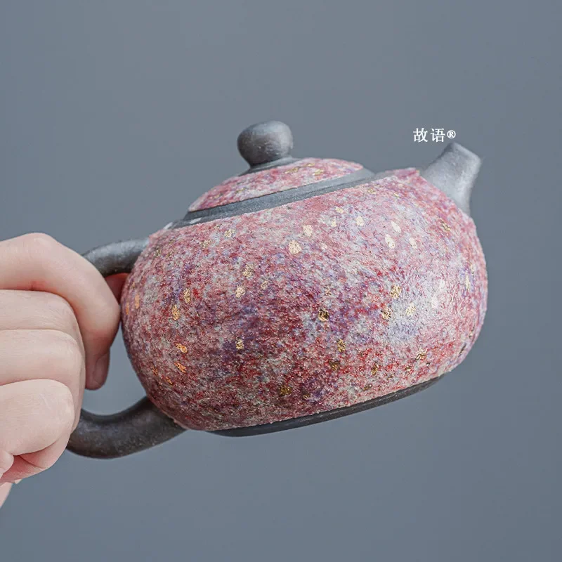 Chinese Master Handmade Colorful Rock Mine Xishi Teapot Home Gift High-end Built Retro Teapot Can Be Maintained Gift Set Tea