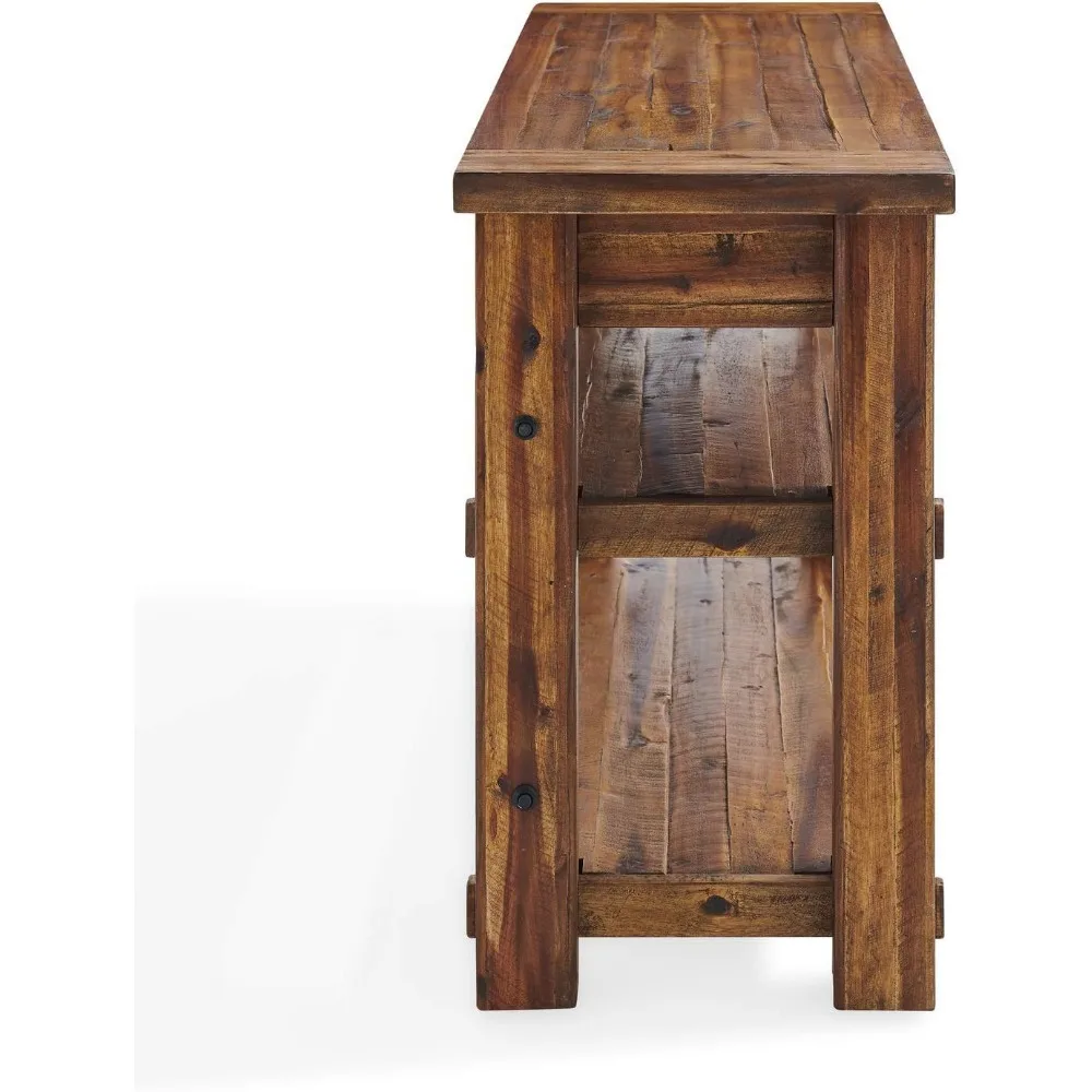Durango 54" L Industrial Wood Console Table with Two Shelves