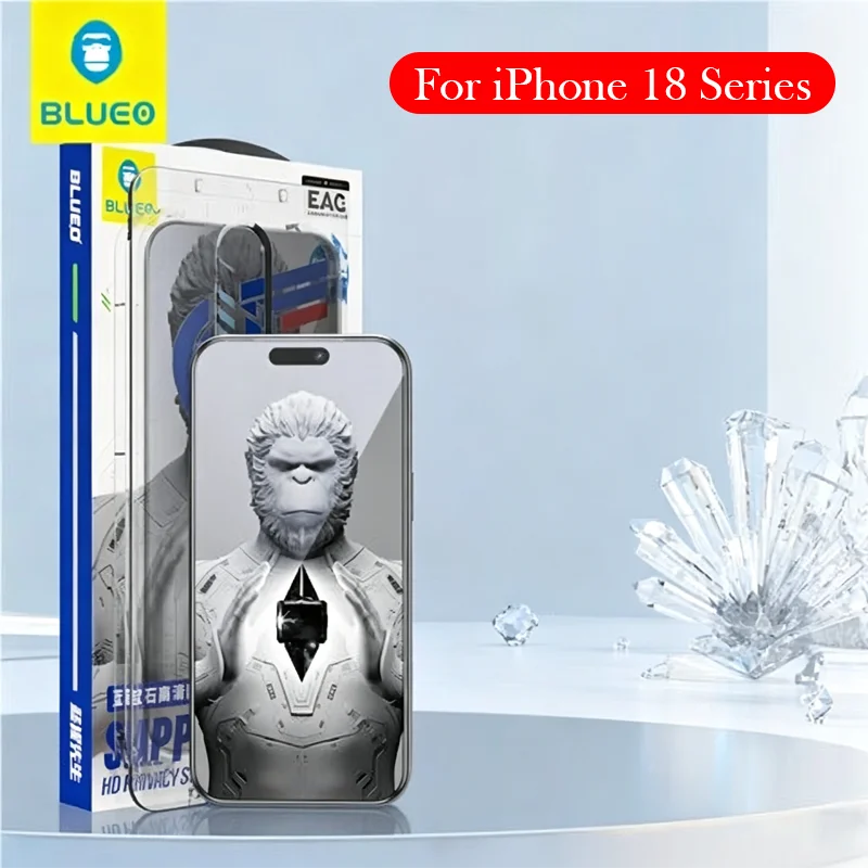 Blueo Sapphire Glass For iPhone 18 Pro Anti-spy Screen Protector for iPhone 18 Pro Max