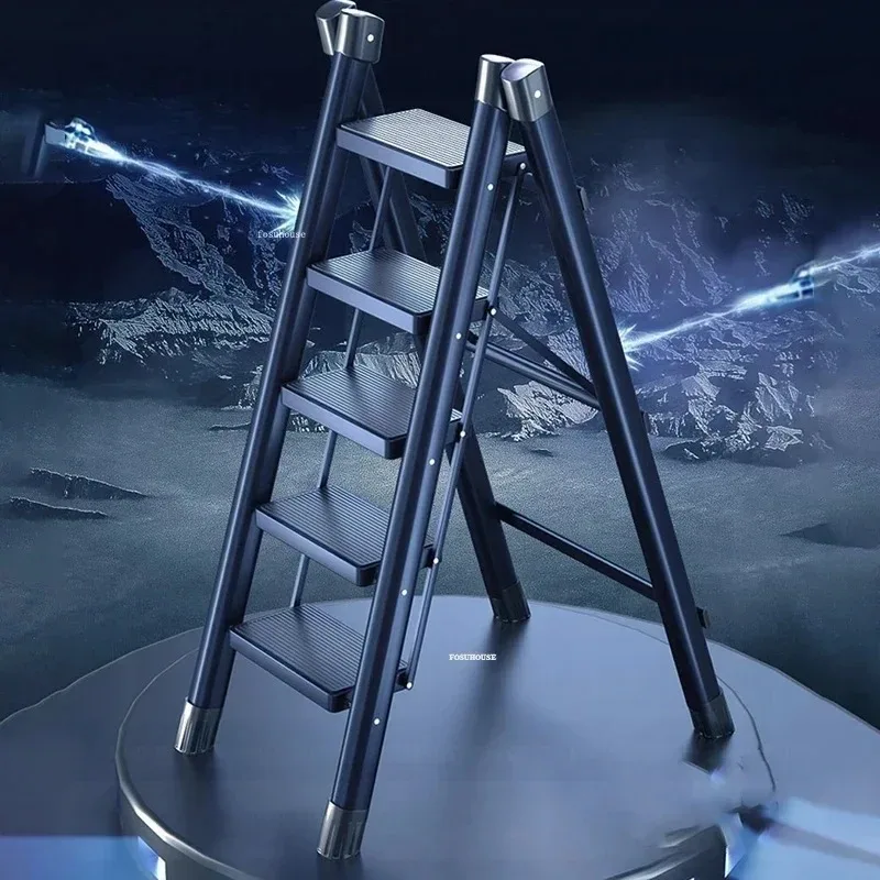 Indoor Folding Ladder Telescopic Herringbone Ladder Home Carbon Steel Step Ladders Multi-layer Staircase Storage Ladder