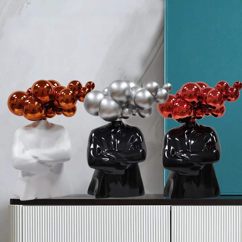 

Contemporary Abstract Human Figure Curly Hair Geometry Decorative Object Luxury Show Flat Interior Design Character Sculpture