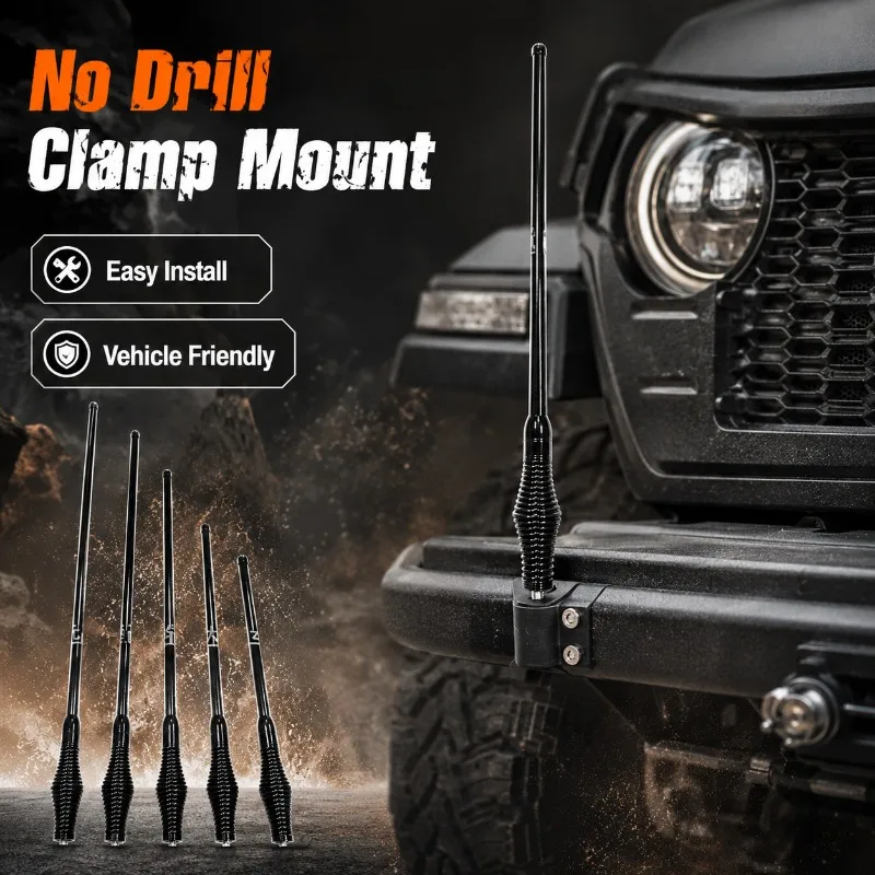 Offroad Front Bumper Decorative Antenna for SUV Truck, Flag Pole Antenna Clamp Edge  Racing Mount Universal Car Accessories - view 3