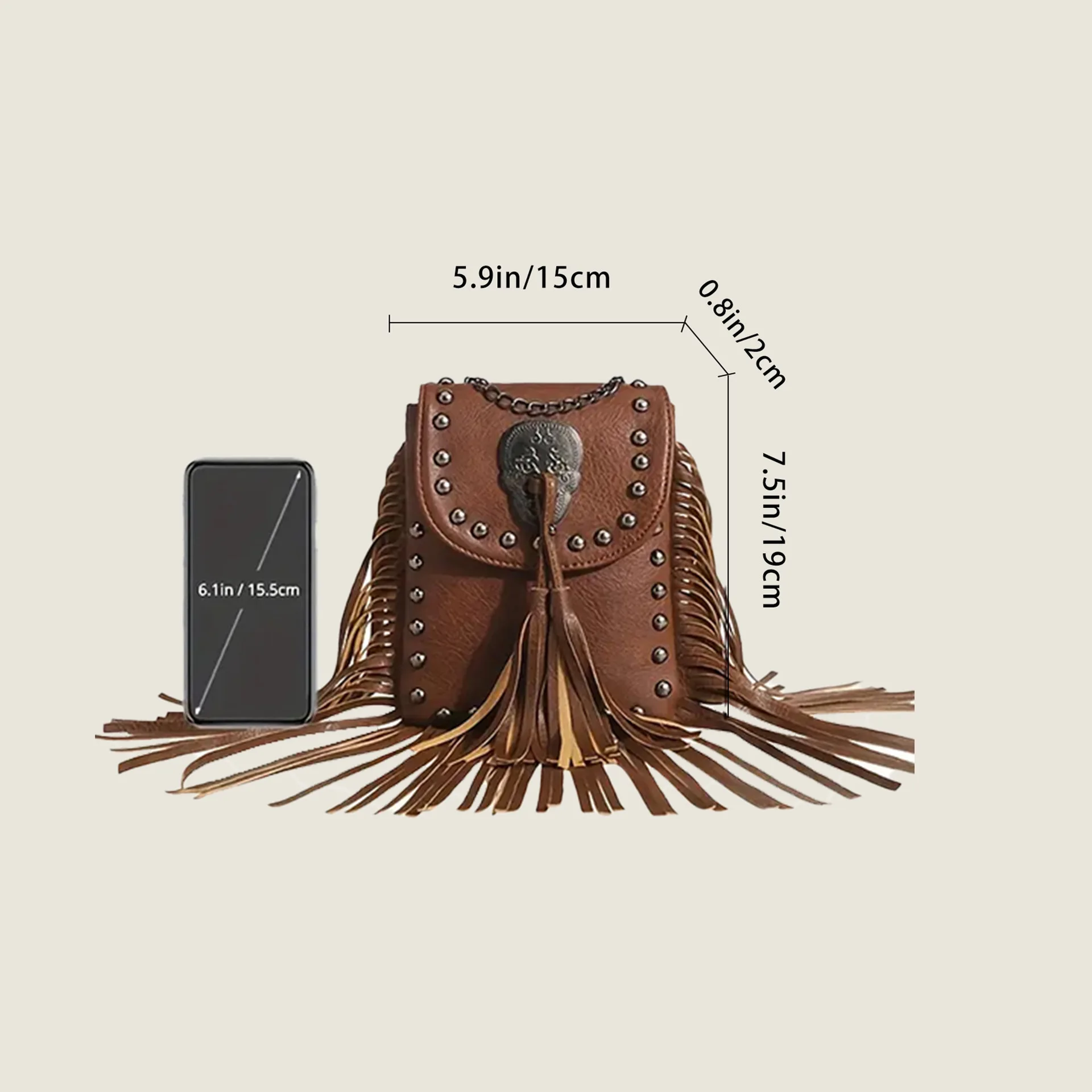 Boho Style Tassel Crossbody Bag Casual Fringe Messenger Bag For Women Luxury Fashion Ladies  Vintage Leather Chain Shoulder Bag