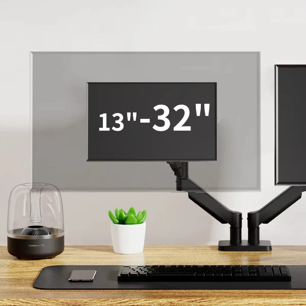 

Настольная подставка B с двойным кронштейном монитора и поворотом на 360 градусов, регулировкой высоты 13–32 дюйма, гибкая газовая пружина, алюминиевая поверхность 13–32 дюйма