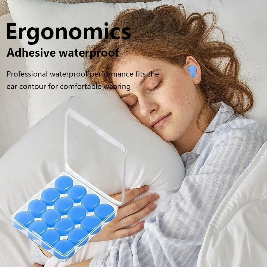 

16pcs Silicone Ear Plugs Reusable Silicone Earplugs for Sleeping Swimming Studying Flying Noise Reduction Flexible Ear Plugs