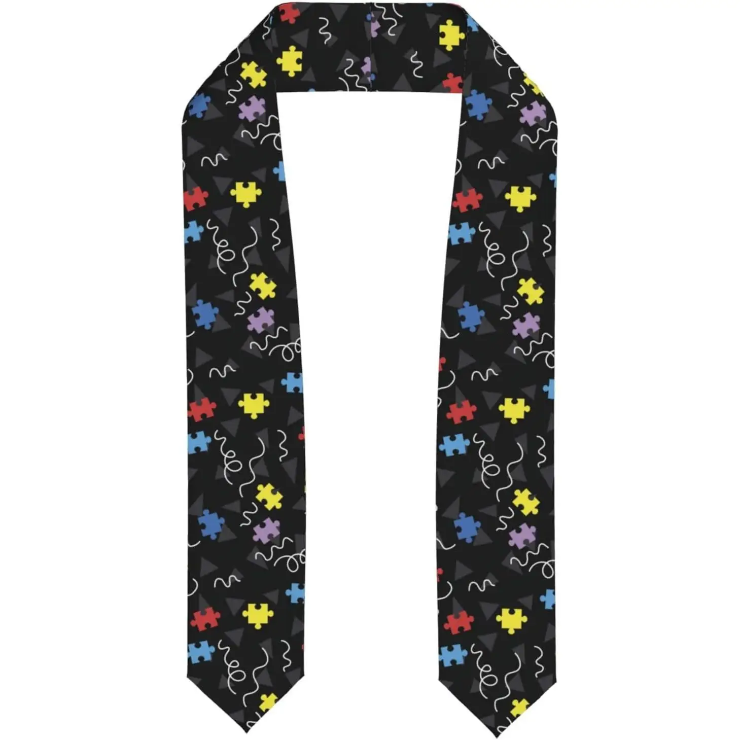 Colorful Puzzle Autism Awareness Month Graduation Shawl Stole Scarf Sash Suitable For Graduation Season,Party