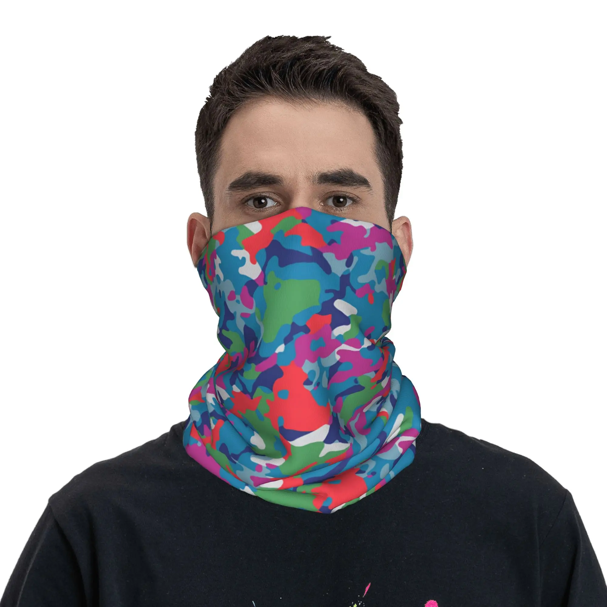 

Colorful Street Camouflage Neck Gaiter Women Men UV Face Shield Winter Bandana Scarf for Cycling