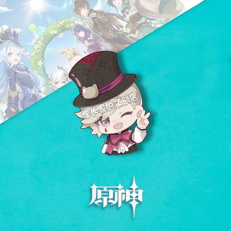 4PCS New Anime Genshin Impact Fontaine Acrylic Badge Brooch Cartoon Pins DIY Decoration Backpack Costumes Clothes Accessories
