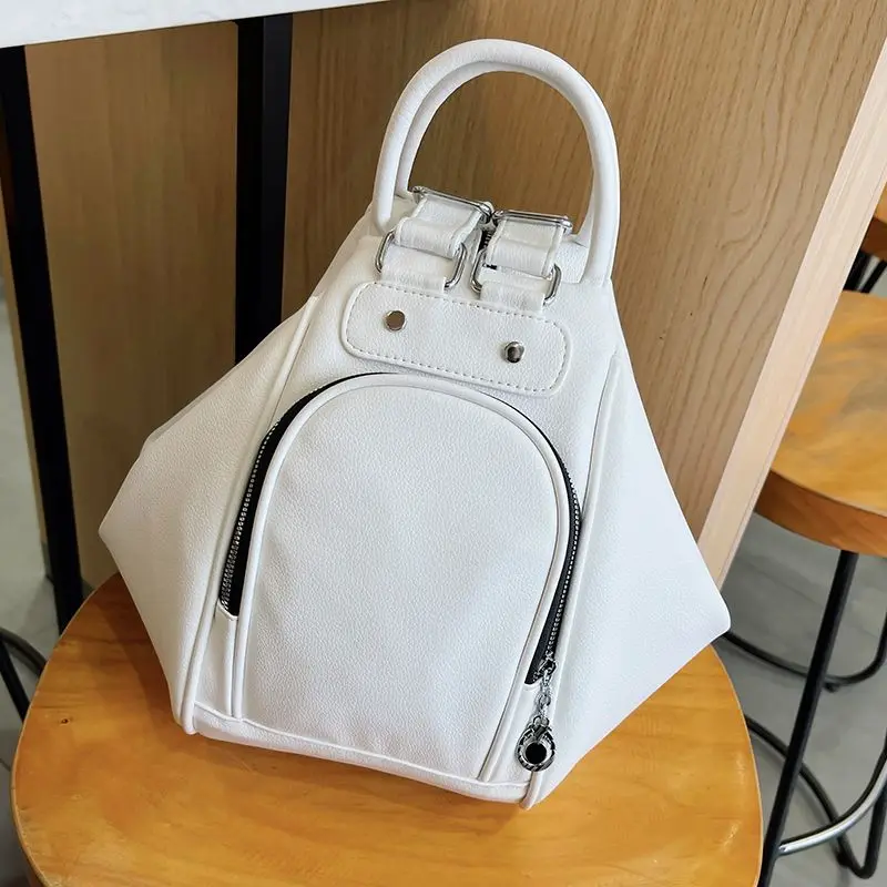 Commuter Simple Solid Color Backpack Bag Women\'s Light Luxury Niche Fashion All Matching Texture Multi-purpose Oblique Span Bag