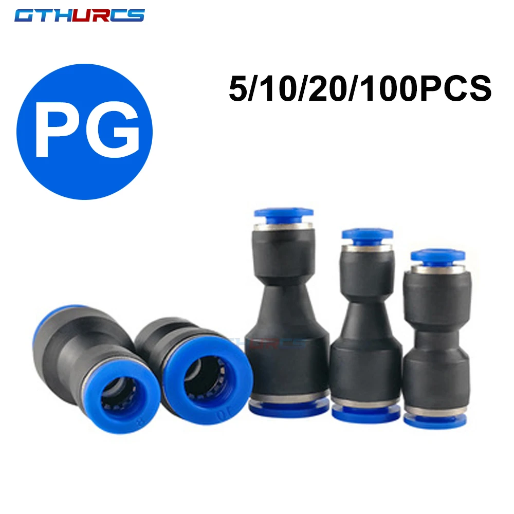 5/10/20/100Pcs Pneumatic Fittings Plastic Connector PG 4-6 6-8 8-10 10-12 12-16 Pneumatic Parts Push In Straight Way