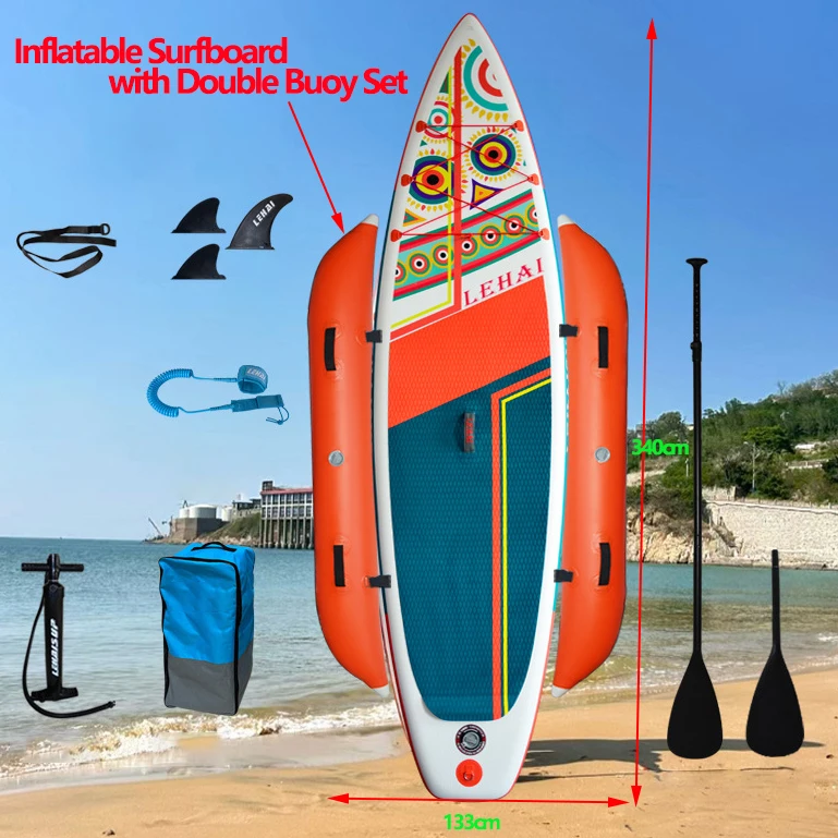 Neues SUP-Surfbrett mit Doppel-Boje-Set für Wasser-Luya-Angeln, aufblasbares PVC-Paddleboard für Eltern und Kinder mit Balance-Airbags