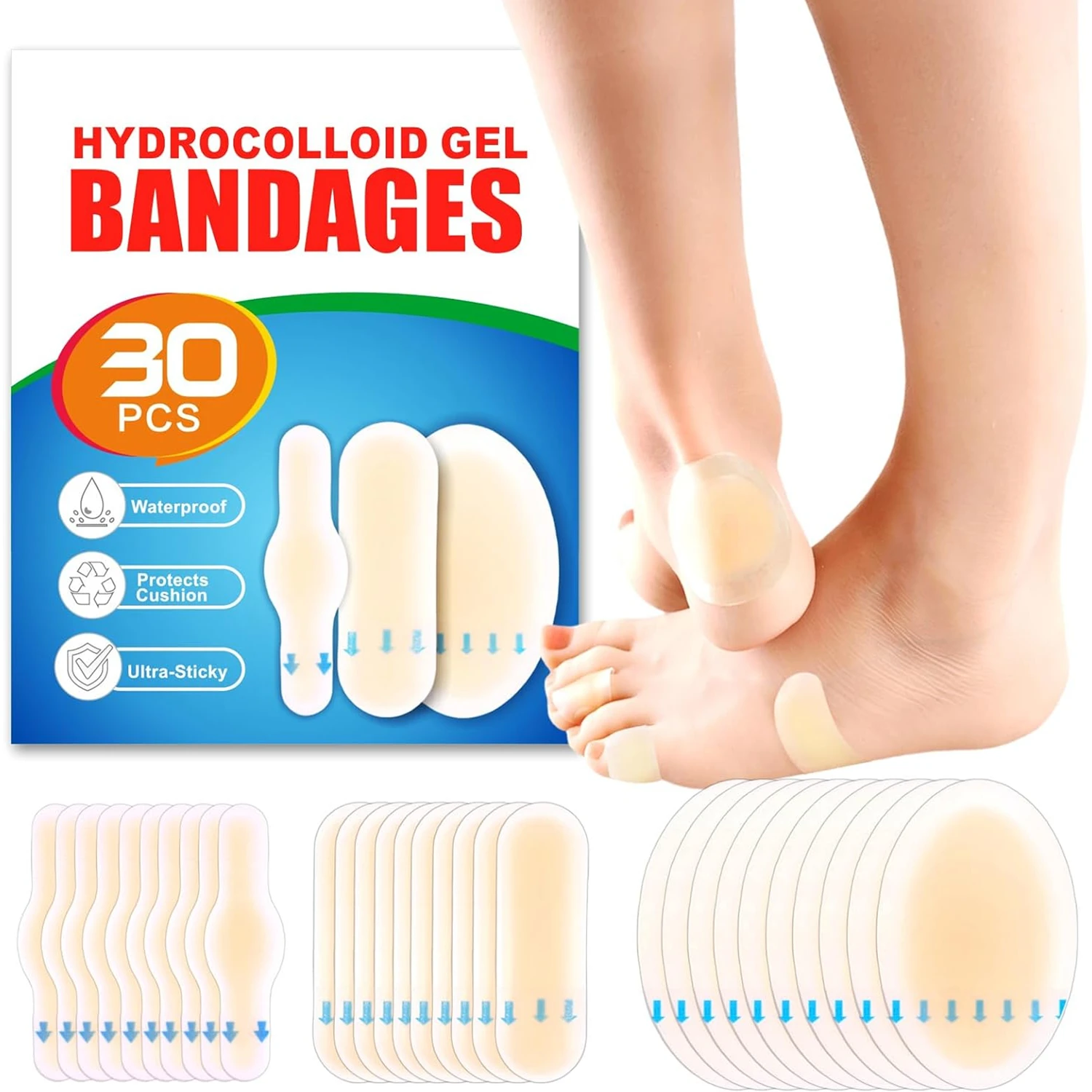 30-unidades-de-bandagens-hidrocoloides-impermeaveis-para-bolhas-nos-pes-calcanhares-e-dedos-prevencao-e-recuperacao-de-bolhas-no-calcanhar