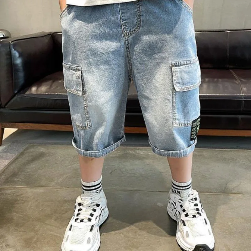 Teenage Boys Denim Shorts 2024New Children Boy Summer Pants Kids Jeans 4 5 6 7 8 9 10 11 12 13 14 15 Years