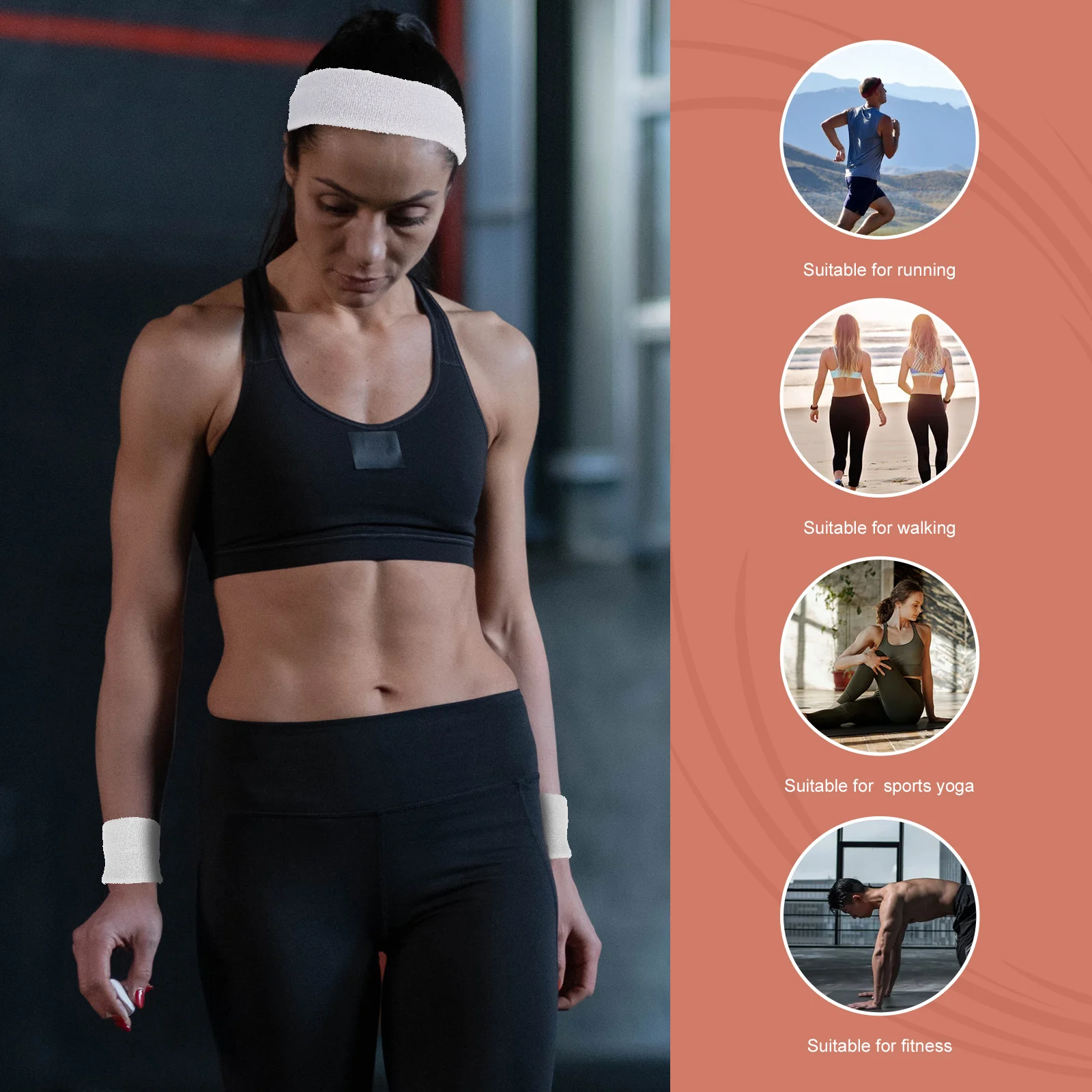 

1 set 1 Set Headband Wristband Sweat-Absorbing Hairband Comfortable Elastic Sweat Bands Fit Golf Tennis Basketball Yoga