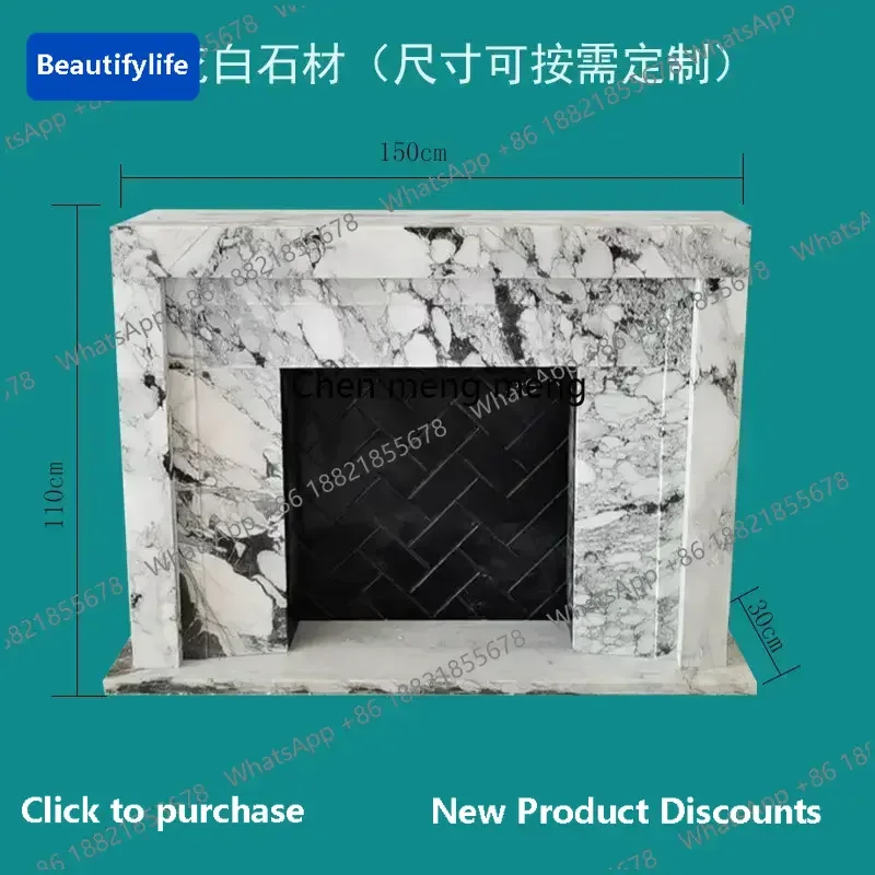 

A56 Marble fireplace French large white stone fireplace Living room entrance decorative cabinet American simplicity
