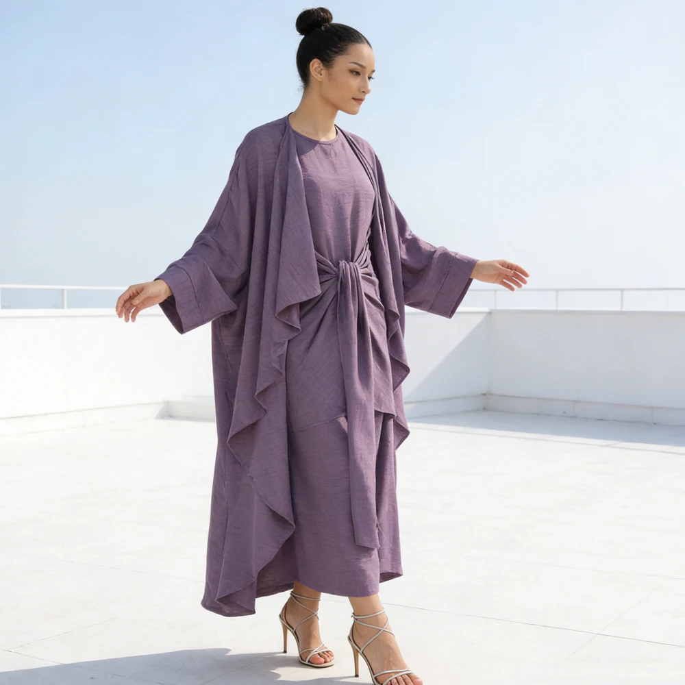 

Women's Traditional Dresses and Abayas Femme Musulmane Ensembles Muslim Sets Kimono Cardigan Dubai Kaftan Ramadan Islam Jalabiya