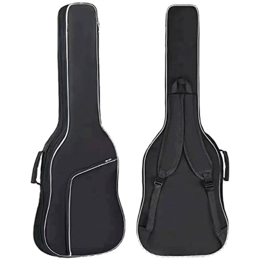 

GIGKOUKI Bass Guitar Bag Gig Bag 0.35 inch Backpack Padded Soft Case Padding Black Electric Bass Case with Back Hanger Loop and
