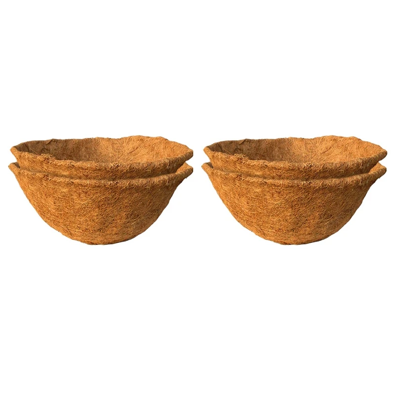 

4PCS Round Replacement Liner For Hanging Basket, 12 Inch Coconut Fiber Plant Basket Liner For Garden Planter Flower Pot