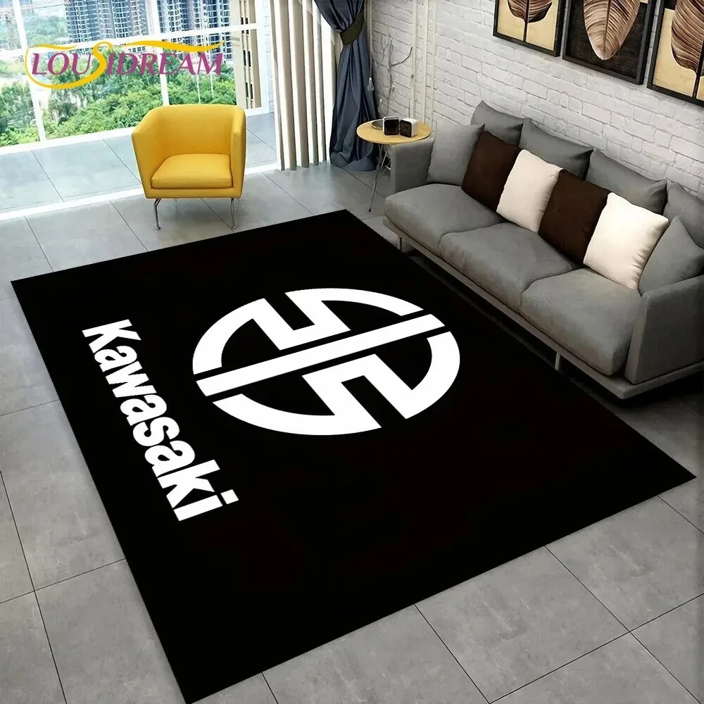 

Kawasaki NEW 3D Motorcycle Pattern Carpet Living Room Decor Home Area Rug Flannel Floor Mat Non-Slip Doormat for Home Decor Rug