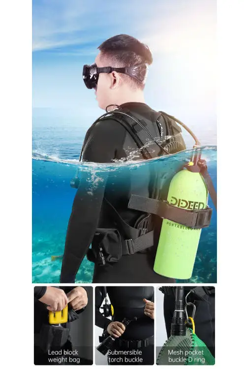 DIDEEP 4L+4L Two Diving Oxygen Cylinder 80-100 Minutes Swimming Diving Accessories Equipment Aluminium Scuba Air Tank