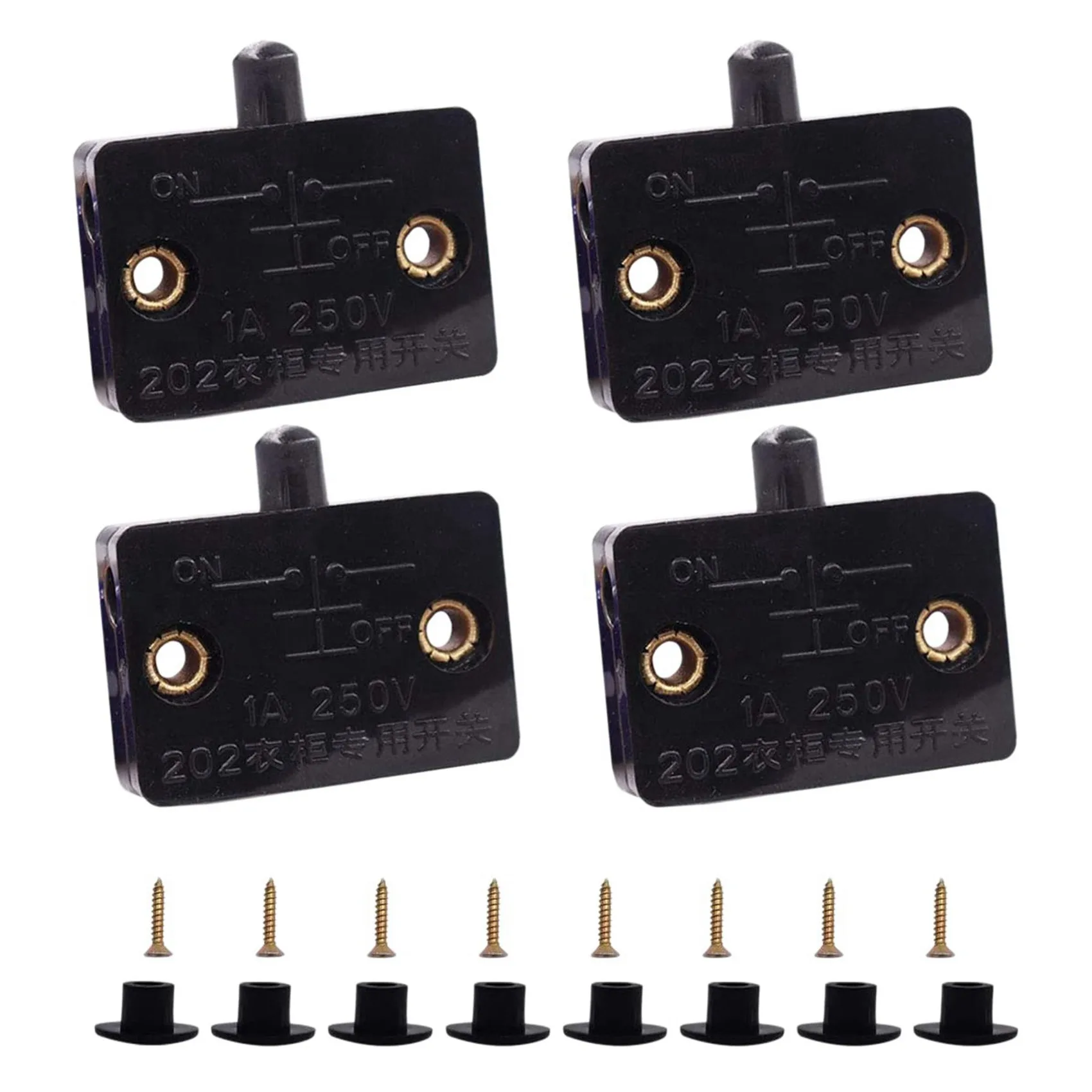 B84B-8 Pcs Cabinet Door Switch Cabinet Lamp Switch Drawers Open On Close Door Applicable To 12V 24V 110V Black