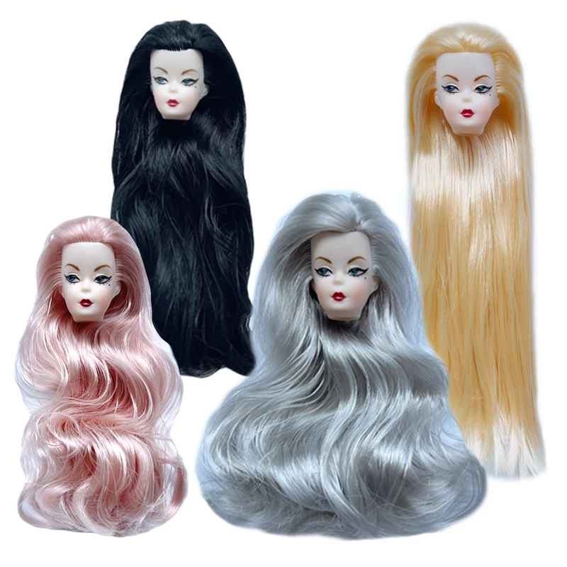 Blue Eye Wavy Curls Hair Doll Head for 11.5
