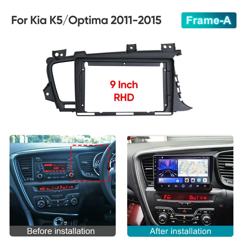For Kia Optima 3 K5 TF 2011 -2015 9INCH Car Multimedia Radio Frame Fascia Panel Dashboard Mounting Bracket Adapter Decoder Cable