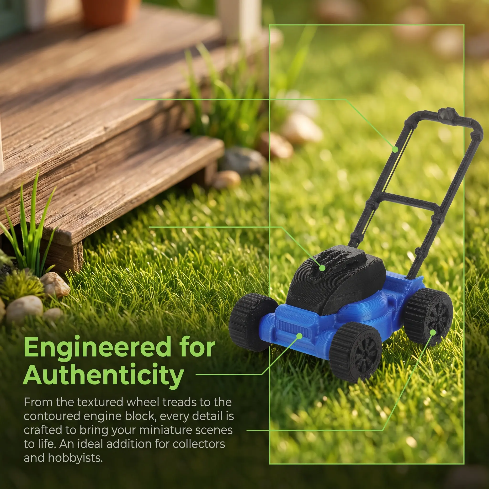 2Pcs Realistic Mini Lawn Mower Dollhouse Landscaping Tool Set for Micro Garden Decoration Miniature Yard Mower Plastic Safe