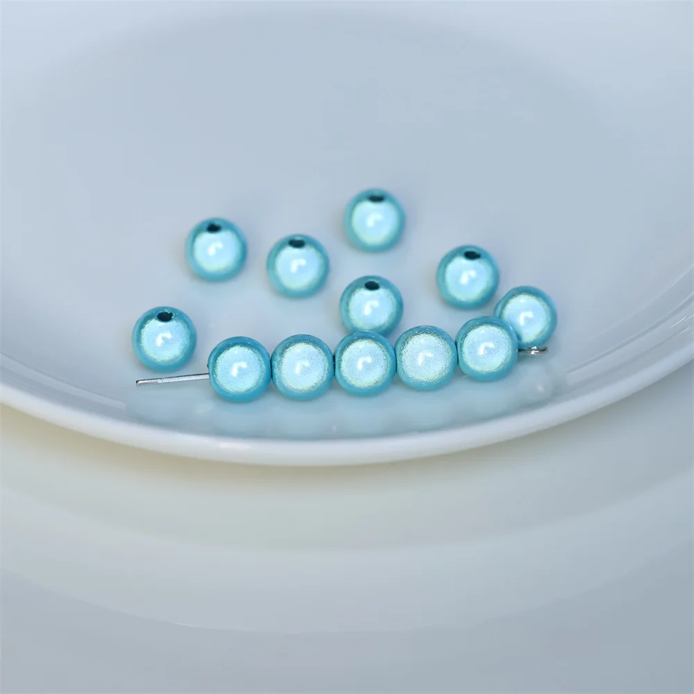 4/6/8/10/12/14 MM Perle Perle Satin Glanz Imitation Perlmutt gefärbt Runde Glas Lose Spacer Perle Für Schmuck Halskette Vase Füllstoff