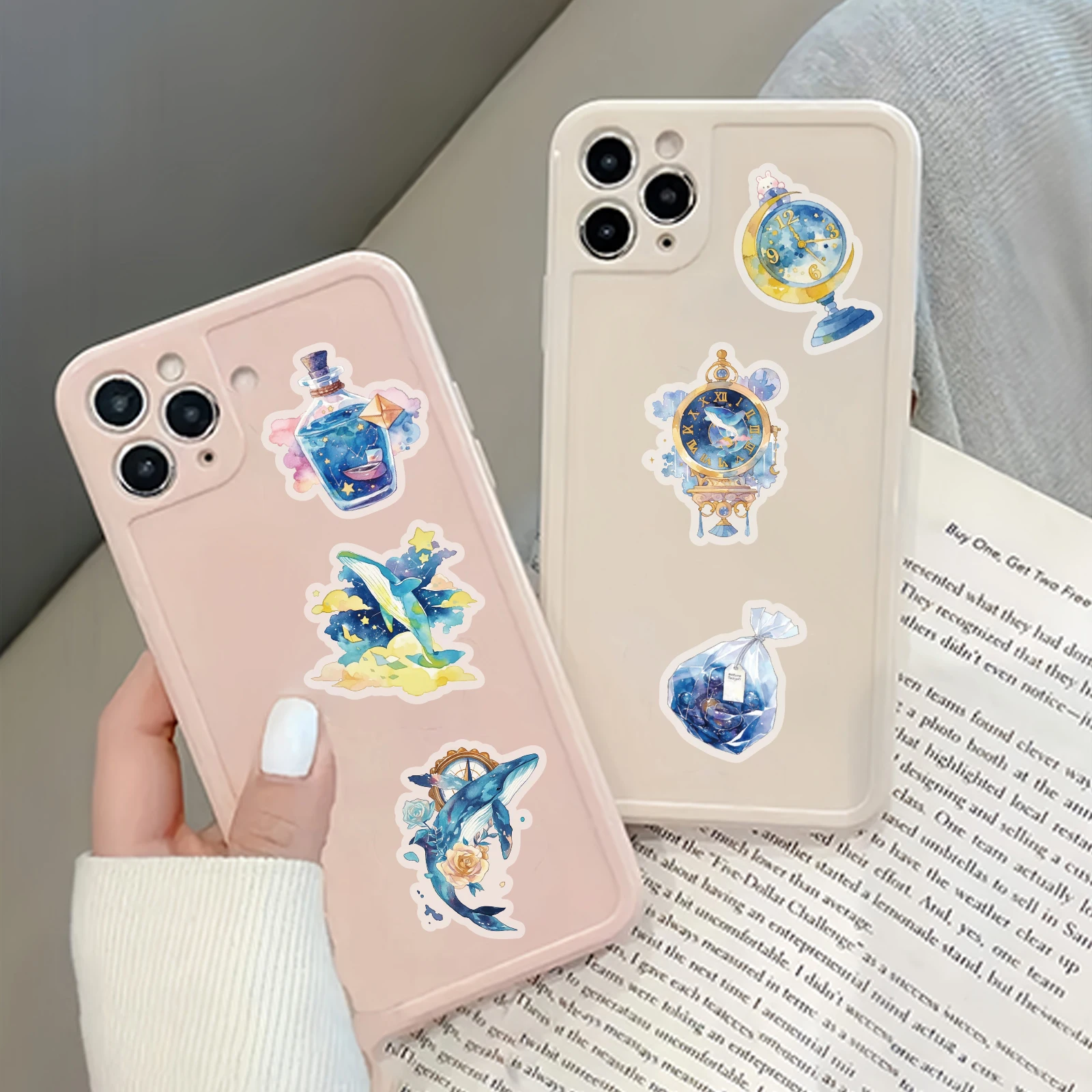 20pcs Blue Whale Tidal Pattern Decal for Notebooks, Water Bottles, Suitcases, Guitars, Handmade Scrapbooks, Kids Stickers