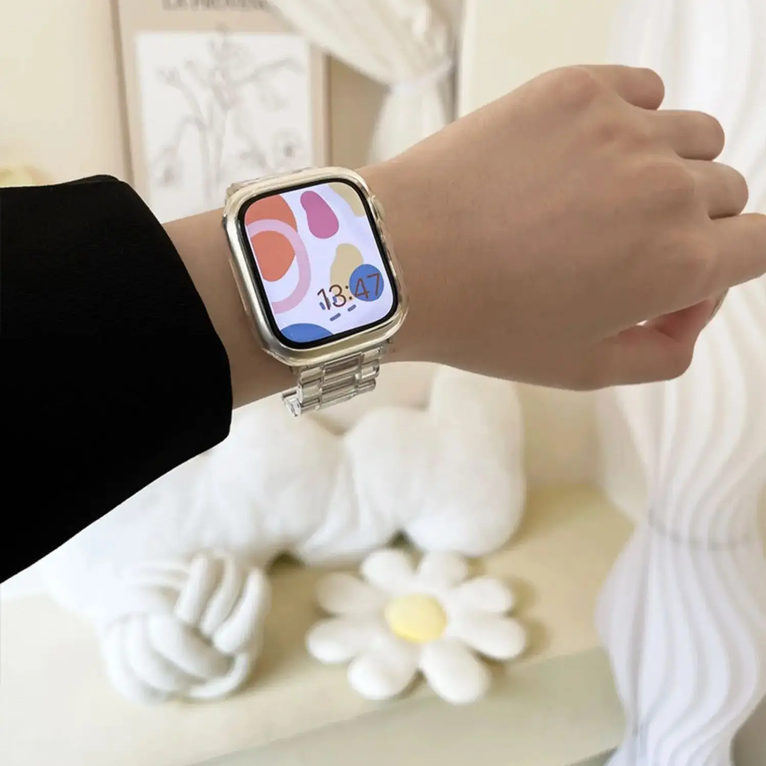 Transparent Watch Strap for Apple Watch Band 44mm 45 46 49 38 40 41 42mm Colorful Bracelet for iWatch Series 10 9 8 7 6 5 4 SE image 4