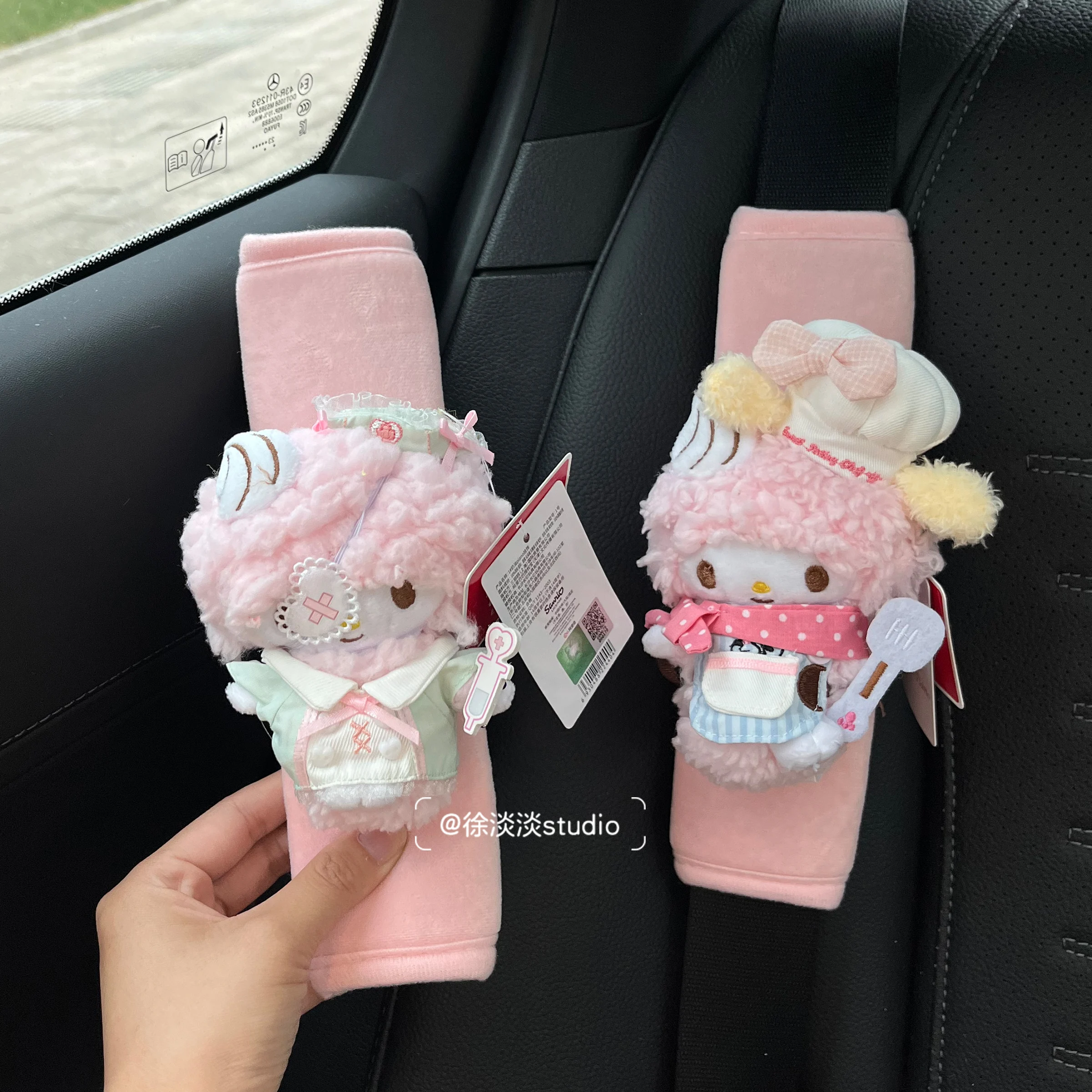

Pink Hello Kitty Cute Cartoon Car Seat Belt Cover Auto Seatbelt Safety Shoulder Pad Soft Protector