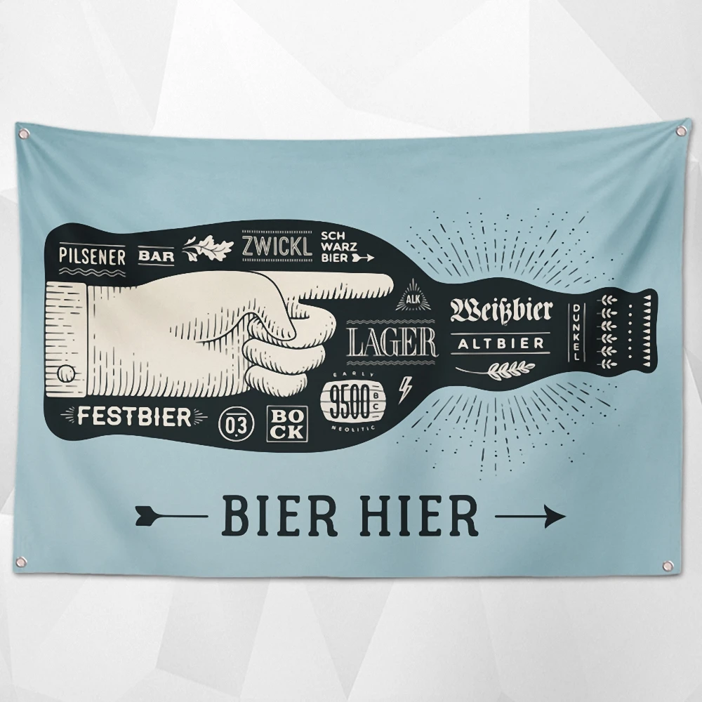 

BIER HIER Posters and Prints Canvas Painting Wall Chart Mural Cocktail Party Beer Festival Decorative Banner Wall Hanging Flag