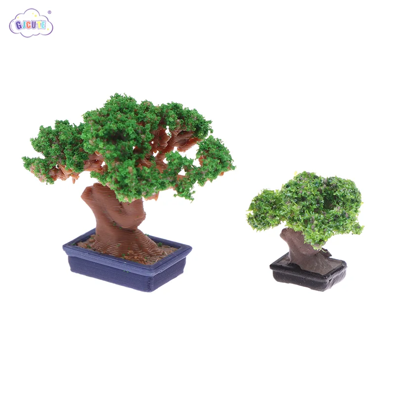 1pcs 1/12 Dollhouse Simulation Mini Green Tree Potted Home Decorations Dolls House Micro Landscape Garden Ornament