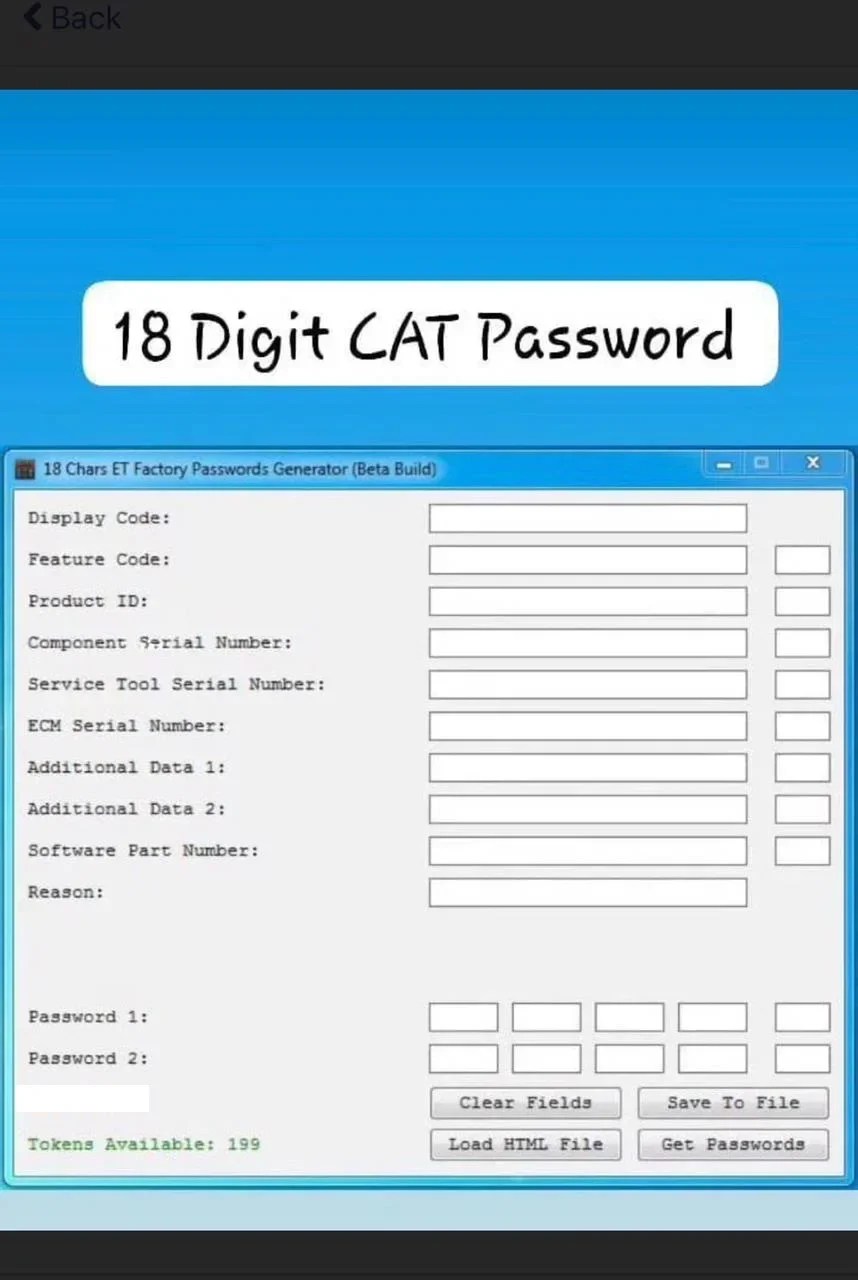 18 Digit Factory Password Generator USB Dongle For Cat