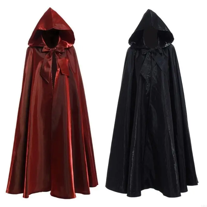 Y88a dành cho người lớn trẻ mũ trùm đầu lễ Giáng sinh Halloween Halloween Tie Up Bowknot Solid Color Long Robe Party Vai trò