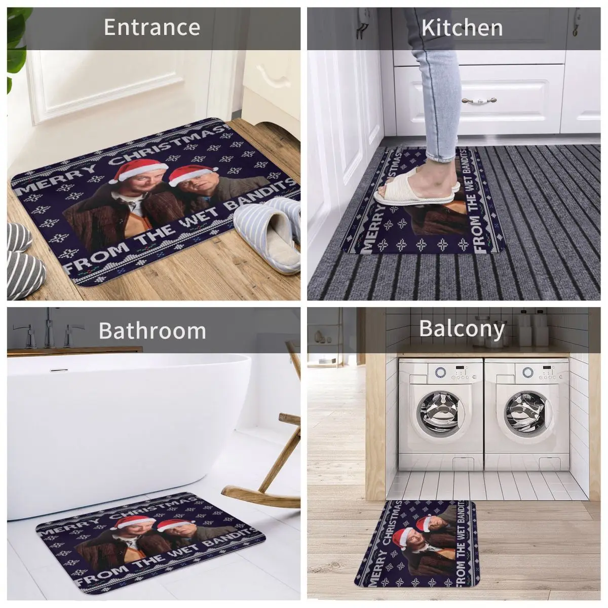 Merry Christmas From The Wet Bandits Home Alone 40x60cm Carpet Polyester Floor Mats Modern Bathroom Carpets