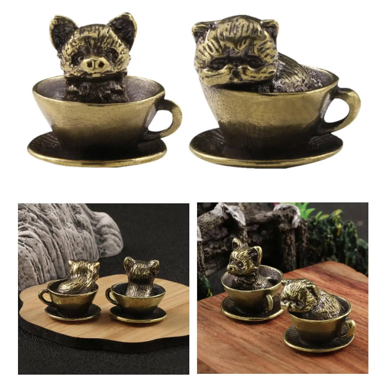 Coffee Cup Pet Ornament Feng Shui Statue for Tea House Living Room Desktop