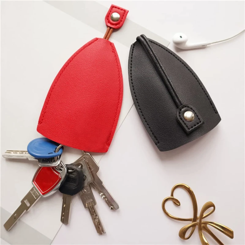 Porte-clés en cuir PU de grande capacité, pochette de clé de voiture, poudres mignonnes, étui créatif nervuré