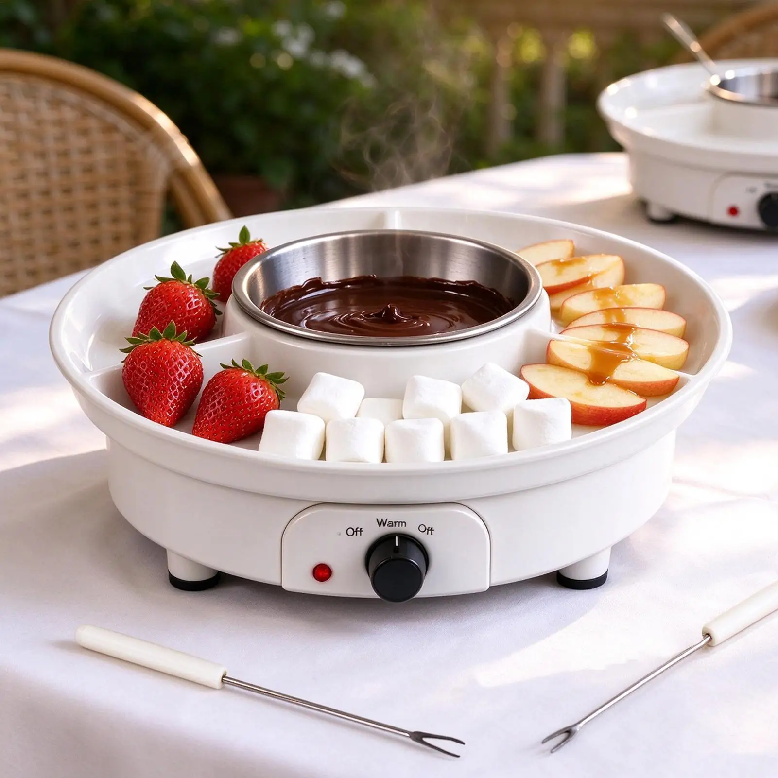 1PC Chocolate Fondue with Heated Homemade Chocolate Fondue Electric Fondue Pots for Crackers Chocolate Marshmallows