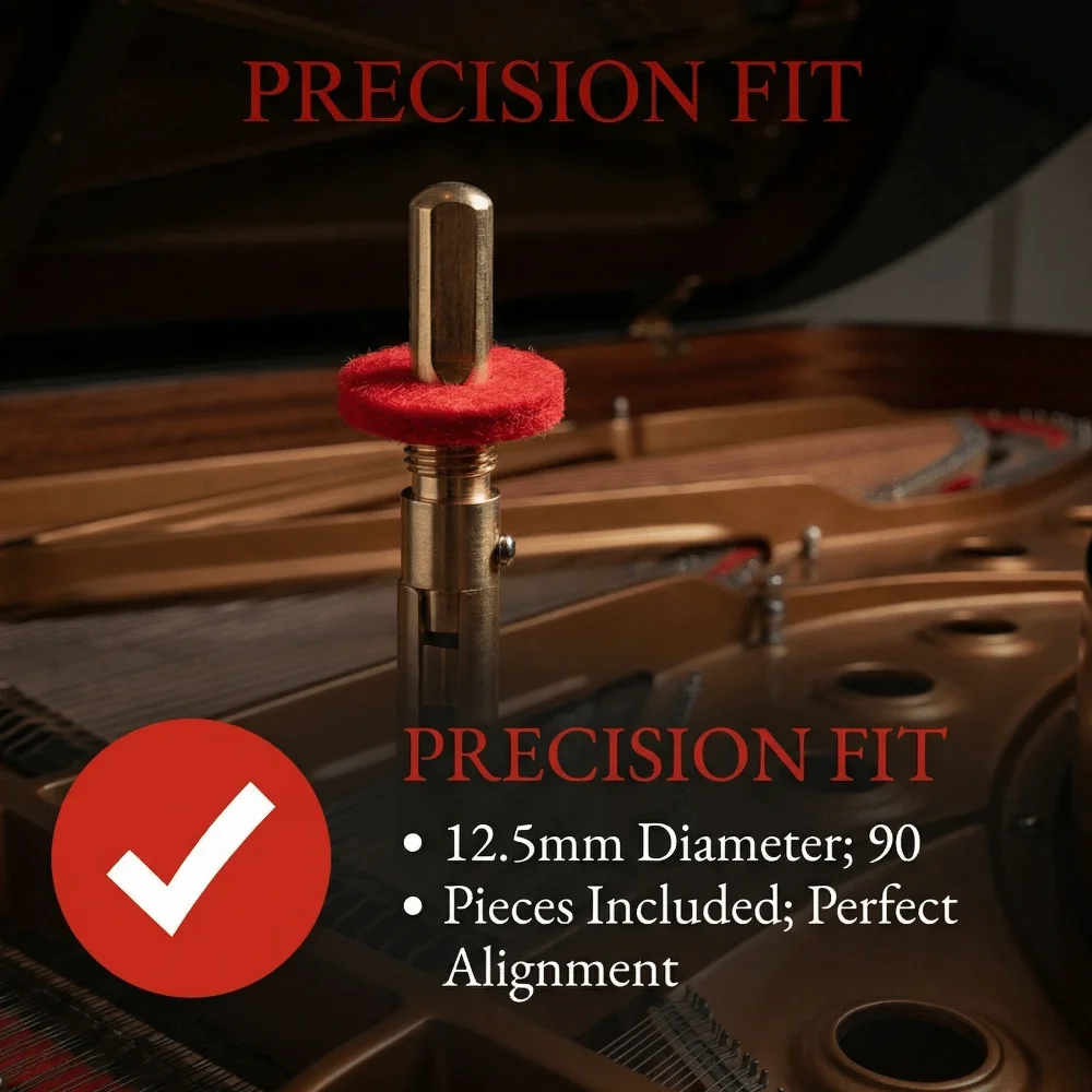 90pcs Felt Piano Ring Gaskets​ 12.5mm Diameter​ ​Red ​Piano Felt Punchings​ ​1.8mm Thickness ​Front Rail Regulating