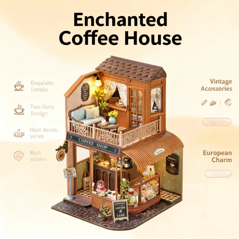 

Деревянный 3D-конструктор OUZEY «Счастливые моменты»: миниатюрный набор для сборки-пазла для подростков — очаровательное украшение для рабочего стола и забавный подарок