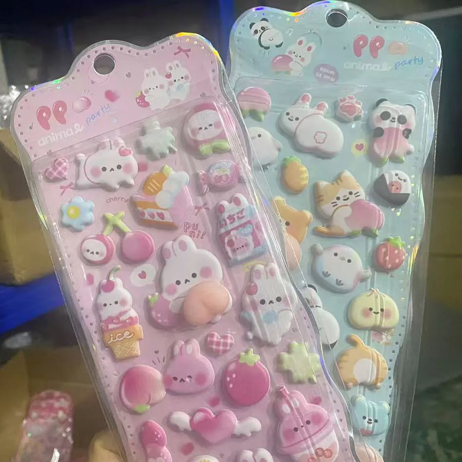 3Dキュートバニーピーチステッカー カワイイ動物ステッカー - スクイーズフィジェットDIYデカール 携帯ケース、スクラップブック用、楽しいストレス解消ギフト