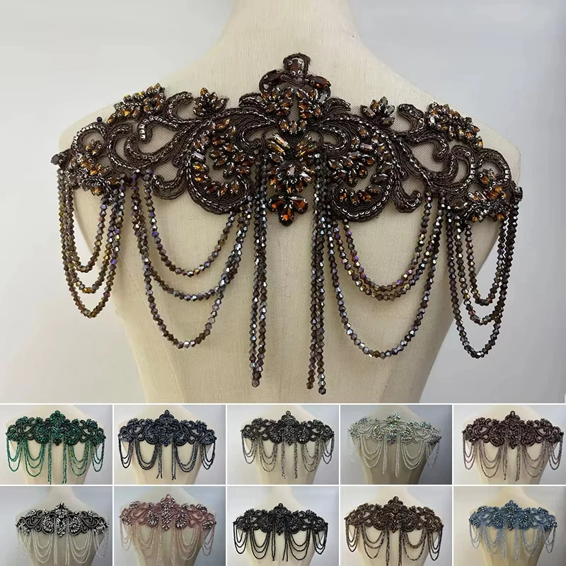 

1 Pcs Hand-Sewn Fashion Rhinestone Applique Sew On Patches For DIY Handmade Dress Wedding Dress Clothing Decor Accessories