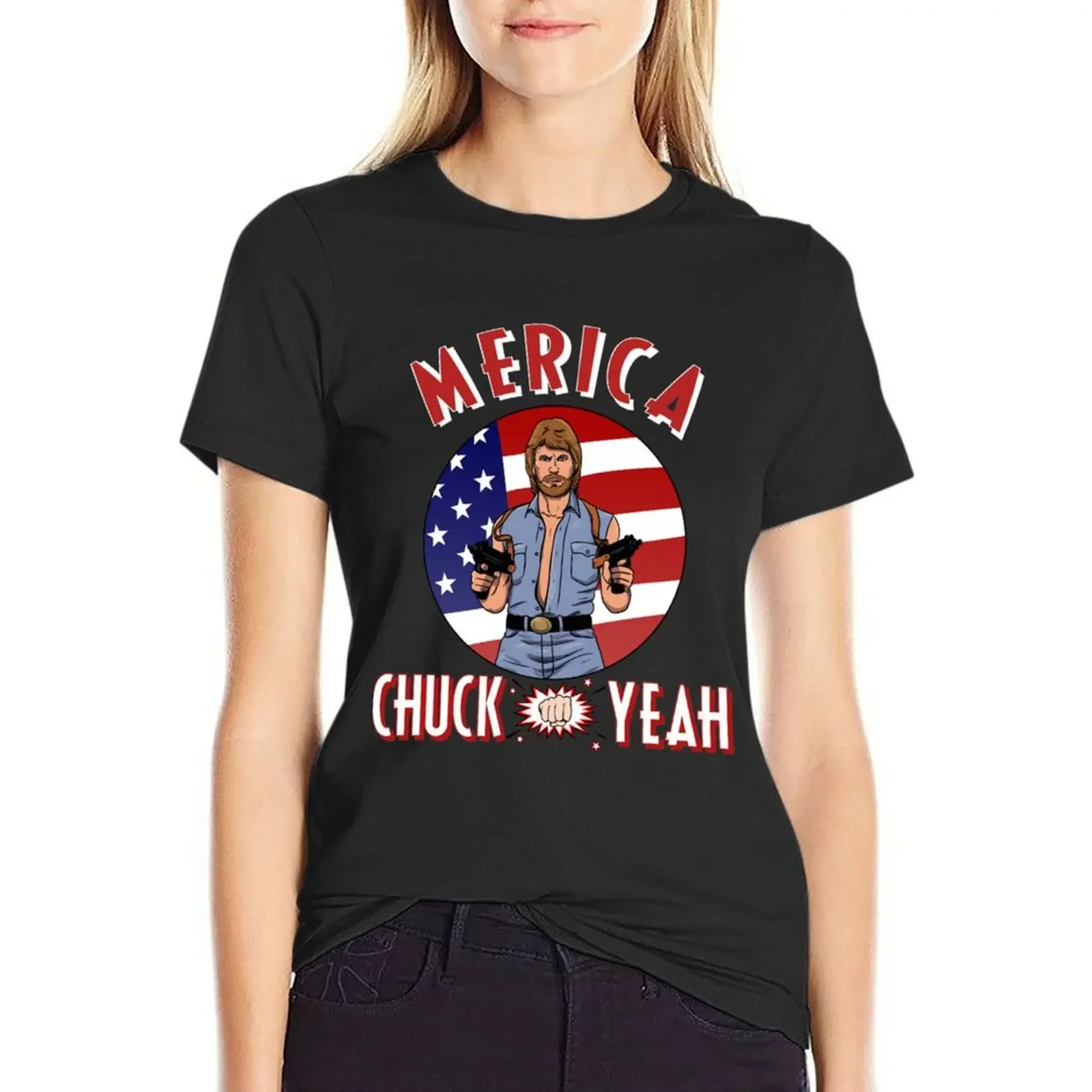 

Chuck Norris fact T-Shirt vintage clothes summer tops white t-shirts for Women