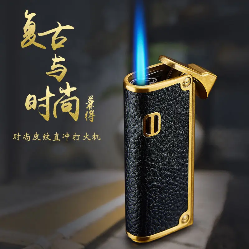 Fashionable leather lighter honorable Retro artistic Direct igniter Portable Creative Cigar spray gun Cigarette accessories