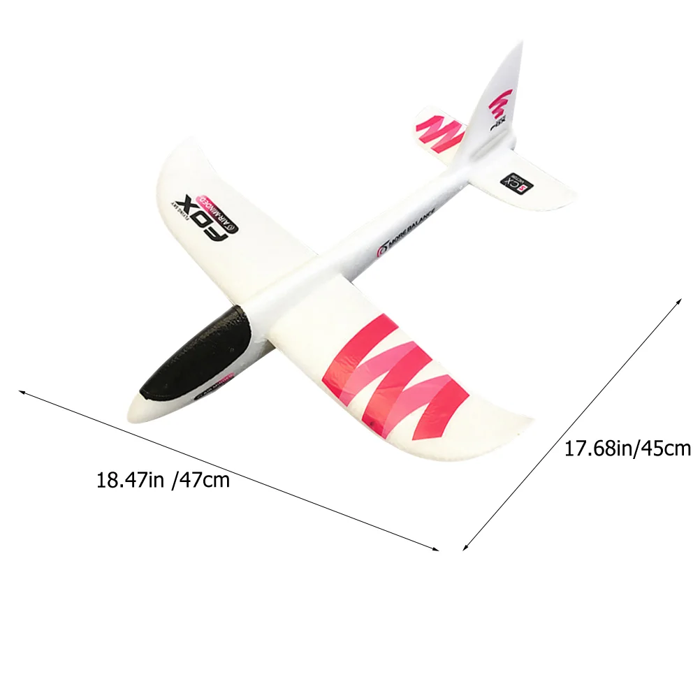 Foam Airplane Toy 48cm Lightweight Sliding Glider for Kids Outdoor Sticker Easy Install Remove Great Birthday Gift Non