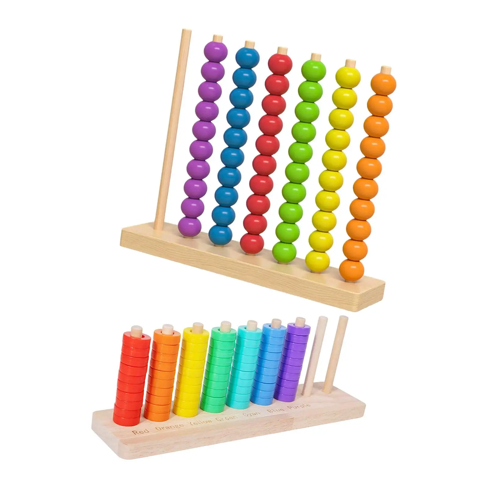 

Color Recognition Wooden Stacking Beads Sensory Toy Educational Game for Kids Party Gift Home Education