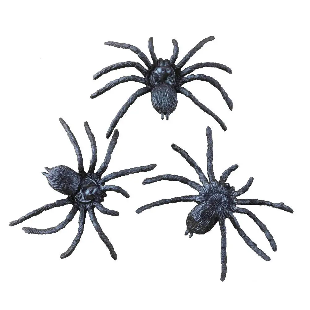 10 Pcs Plastic Black Spiders Prank Joking Funny Gadgets Decor for Halloween Parties Carnivals Costume Party (Black)