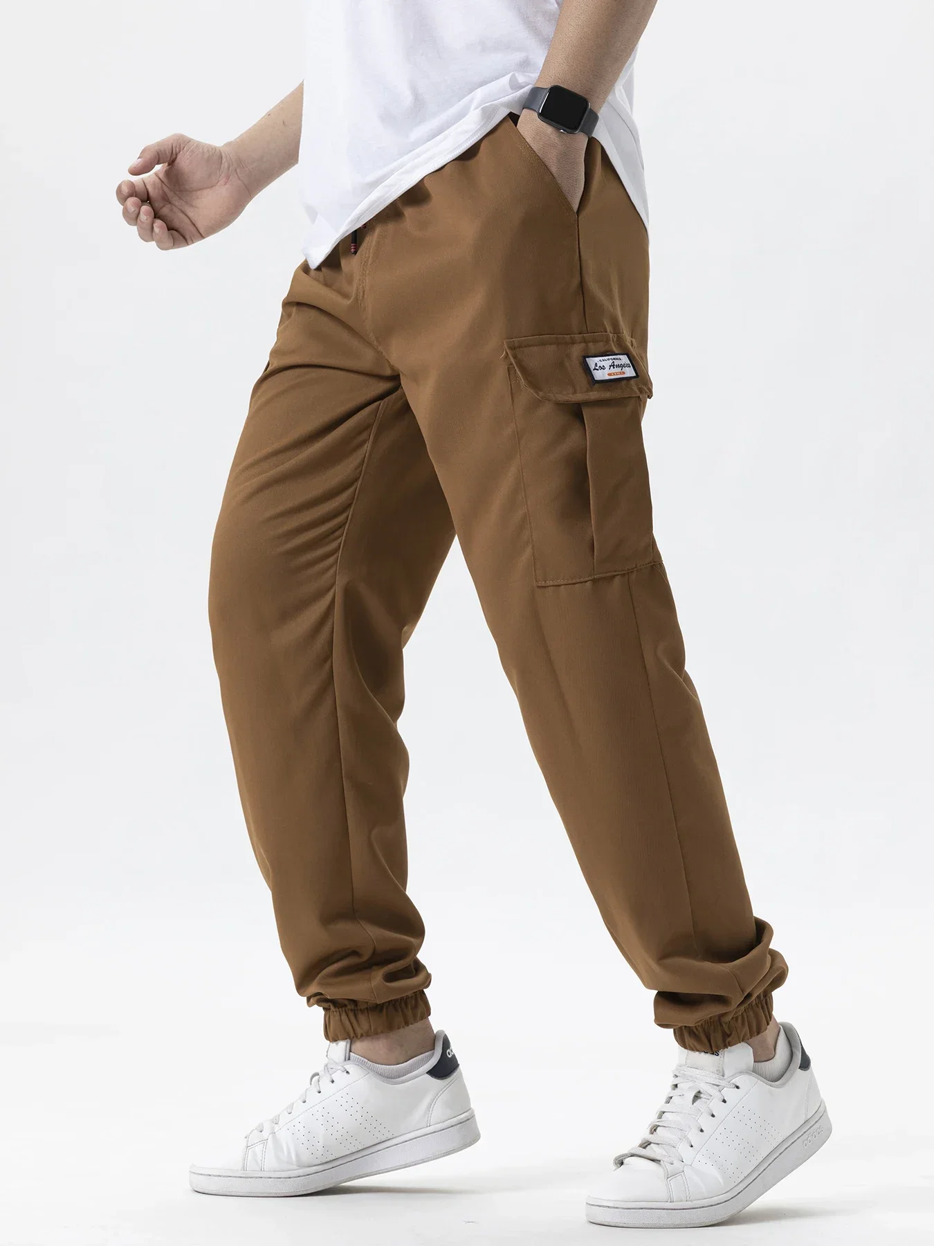 الرجال عارضة البضائع Sweatpants الربيع/الخريف S-2XL الخصر الرباط ركض المشي لمسافات طويلة السراويل التكتيكية للرجال مع جيوب